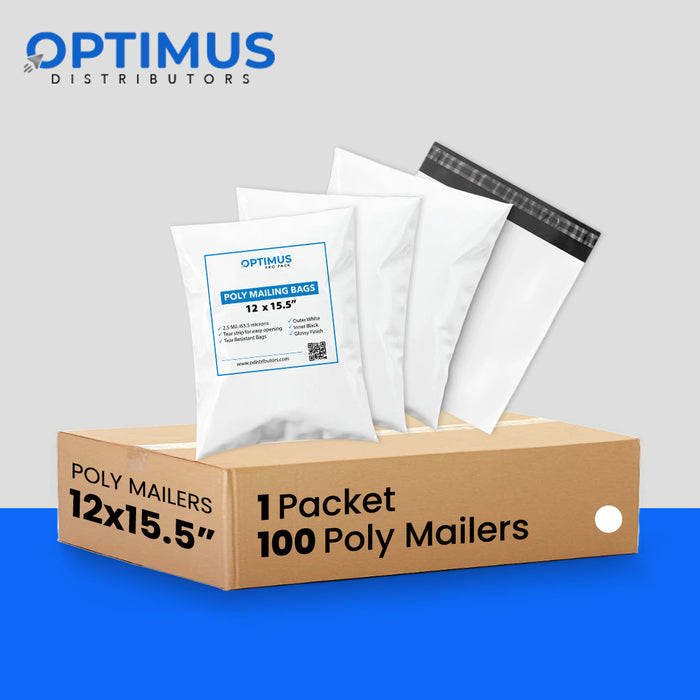 12.5x15 Poly Mailers 100 Pack, 2.5 Mil Thick Durable Waterproof Shipping Bags, Self-Seal Polymailer Envelopes