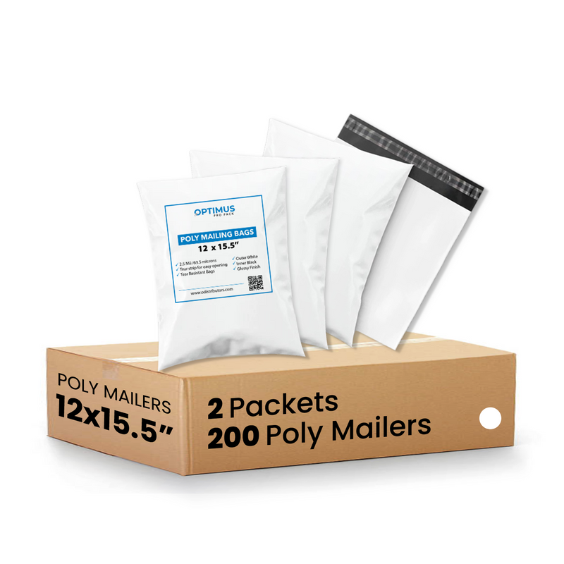 12.5x15 Poly Mailers 200 Pack, 2.5 Mil Thick Durable Waterproof Shipping Bags, Self-Seal Polymailer Envelopes