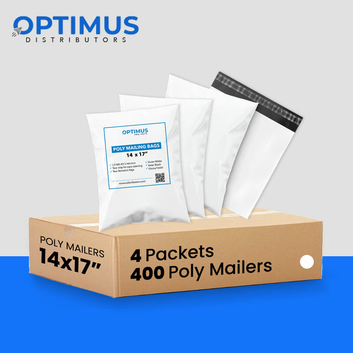 14x17 Poly Mailers 400 Pack, 2.5 Mil Thick Durable Waterproof Shipping Bags, Self-Seal Polymailer Envelopes