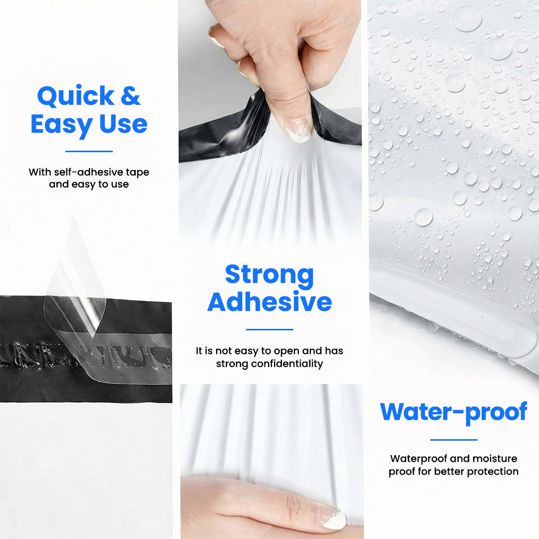 Poly Mailers Bundle – 300 Pcs (10x13", 12x12.5", 14x17") Strong Self-Seal Mailing Bags