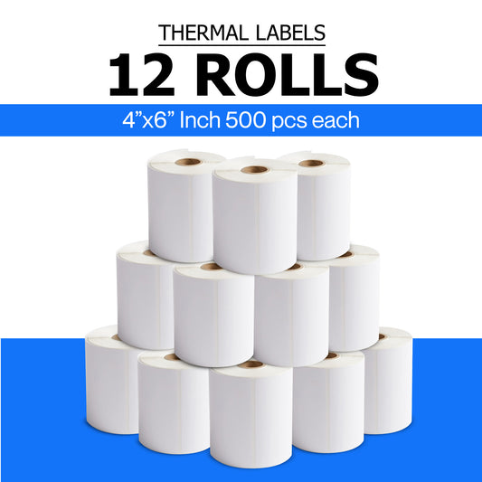 4" x 6" Thermal Shipping Labels – 6000 Labels (12 Roll Bulk Bundle)