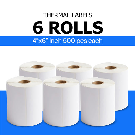 4" x 6" Thermal Shipping Labels – 3000 Labels (6 Roll Bundle)