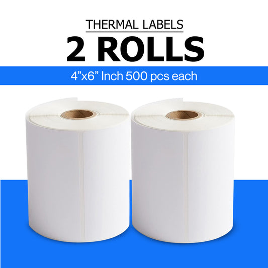 4" x 6" Thermal Shipping Labels – 1000 Labels (2 Rolls Bundle)