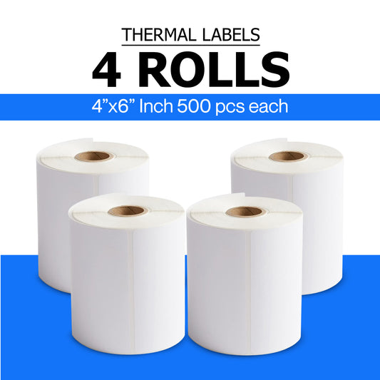 4" x 6" Thermal Shipping Labels – 2000 Labels (4 Roll Bundle)