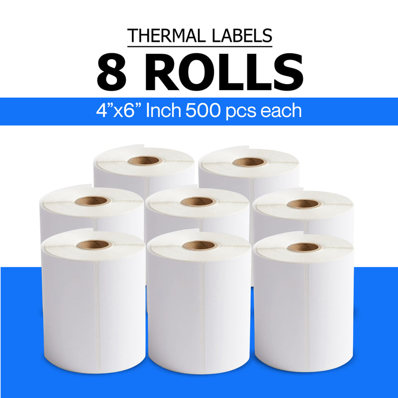 4" x 6" Thermal Shipping Labels – 4000 Labels (8 Roll Bundle)
