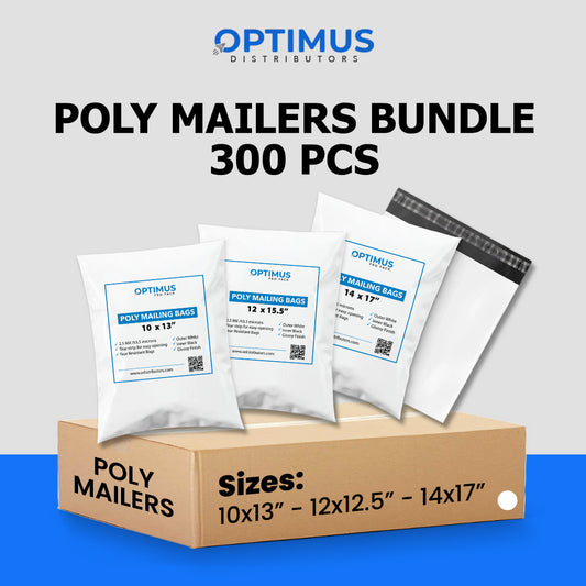 Poly Mailers Bundle – 300 Pcs (10x13", 12x12.5", 14x17") Strong Self-Seal Mailing Bags