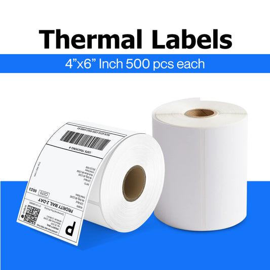 4" x 6" Thermal Shipping Labels – 500 Labels per Roll (Single Roll)