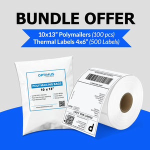 Bundle Pack – 10x13 Poly Mailers (100 pcs) + 4x6 Thermal Shipping Labels (500 Labels)