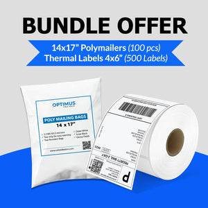 Bundle Pack – 100 Poly Mailers (14"x17") + 500 Thermal Shipping Labels (4"x6")
