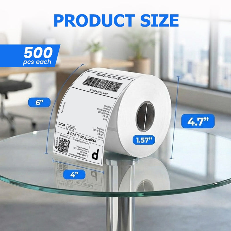 4" x 6" Thermal Shipping Labels – 500 Labels per Roll (Single Roll)